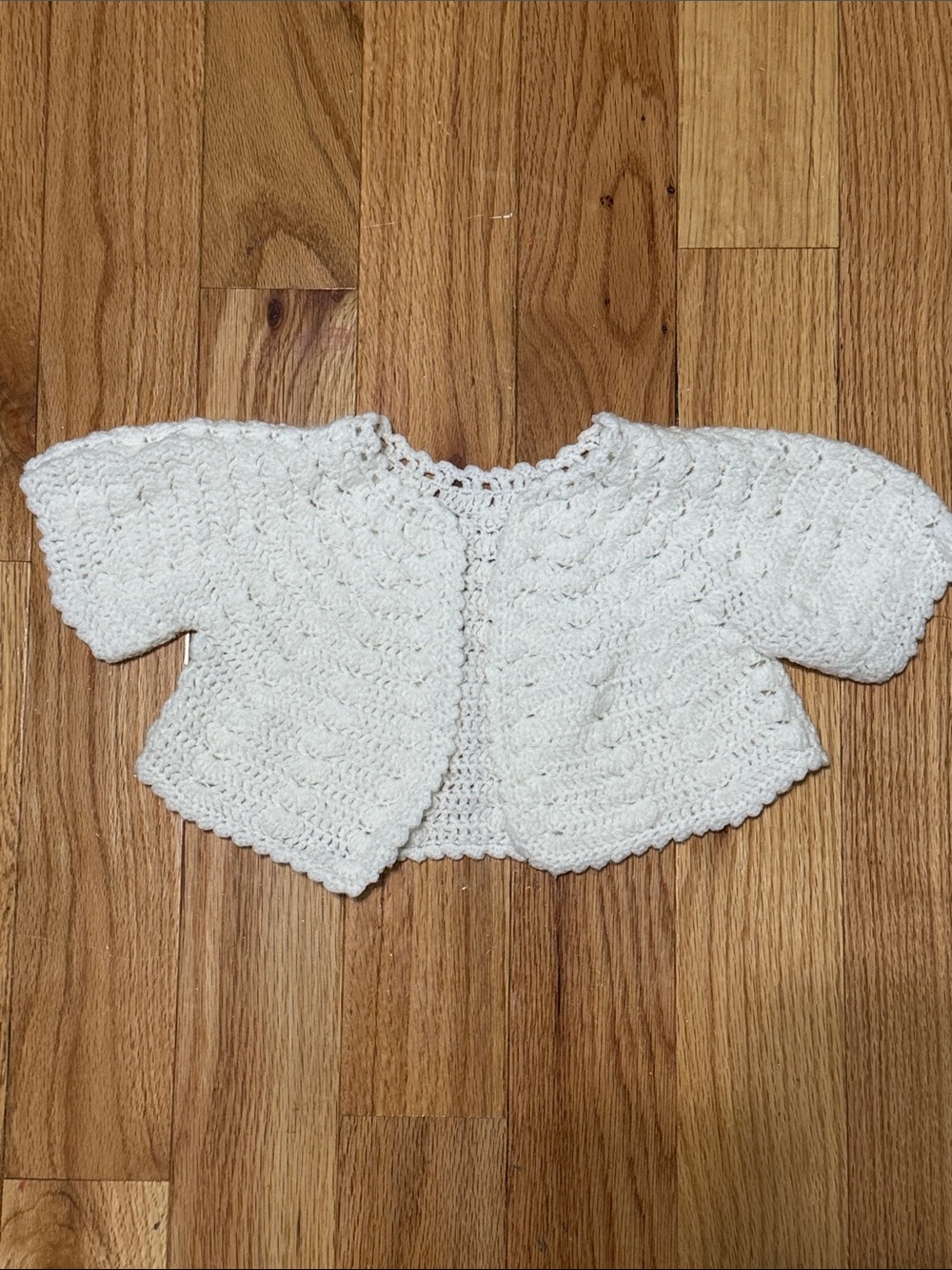 Handmade Crocheted Baby Cardigan in white